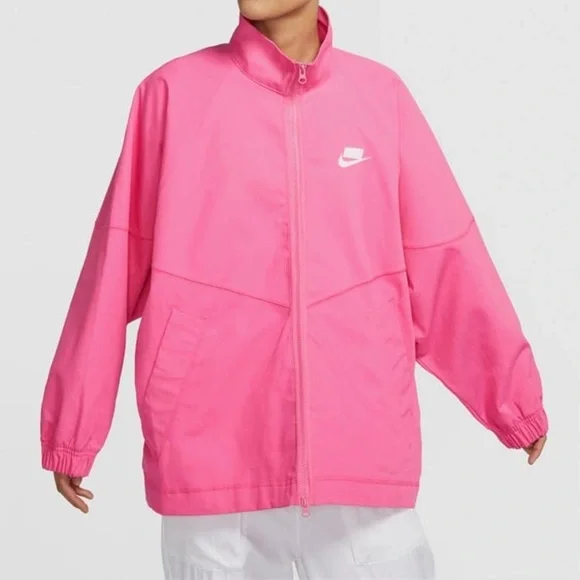 NWT. Nike Full Zip Pink Jacket Oversized Fit Womens Sizes New With Tags. Size XL - Picture 1 of 11